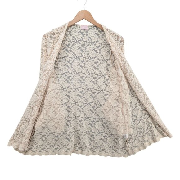 Audrey 3 plus 1 Open Cardigan Womens Cream Boho Lace Flare Sleeve Size S - Picture 3 of 8